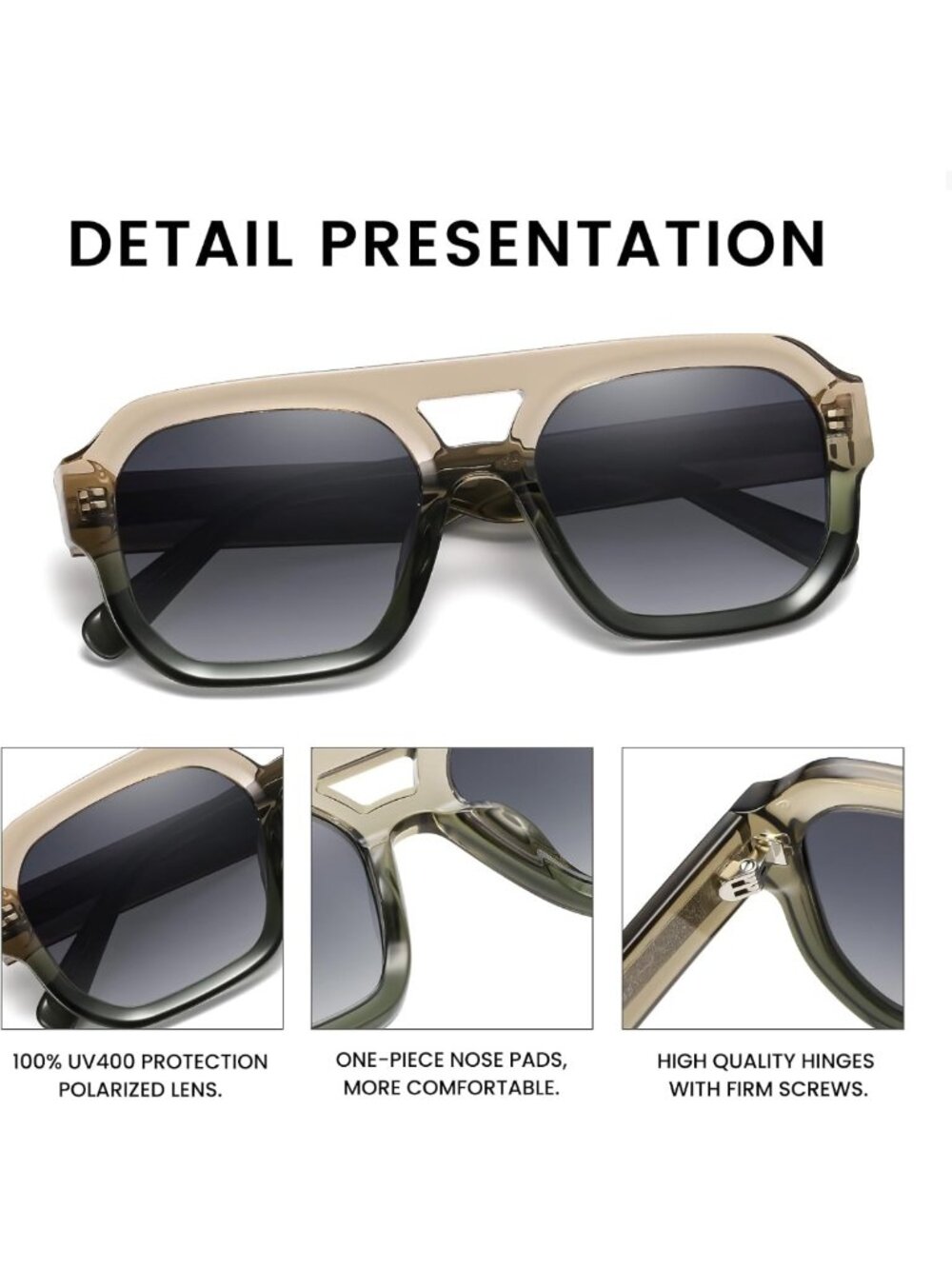 Retro Square Aviator Sunglasses for Women & Men | Vintage 70s Shades UV - Picture 4 of 6